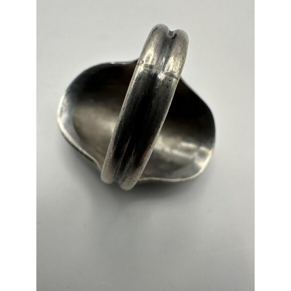 Vintage Sterling Silver Malachite & Mother of Pearl Saddle Ring Size 11.5 - Picture 5 of 8